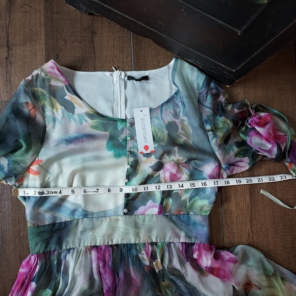 FloryDay Fairytale Gown NWT Watercolor Floral Maxi - Picture 11 of 13